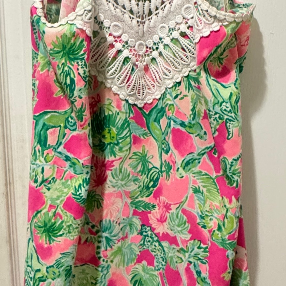 Lilly Pulitzer Pink and Green Tropical Dress